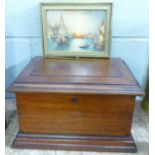 A Victorian mahogany document box and a gilt metal box