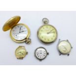 Five watches including Railway Timekeeper