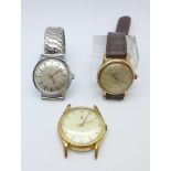 Three wristwatches, Dux automatic with 36mm case, Atlantic 30 jewels automatic and Timex