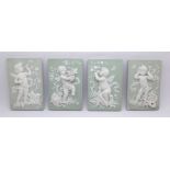 Four Parian plaques, three with impressed numbers 7811, 28, F, (one unmarked with chip on the