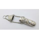 An embossed silver chatelaine etui, Chester 1900, Saunders & Shepherd, 59mm