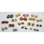 Eighteen pairs of vintage clip-on earrings