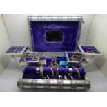 An Eastern jewellery box with costume jewellery
