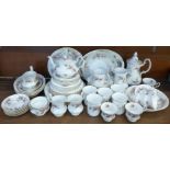 A collection of Royal Albert Lavender Rose dinnerware and teaware; six dinner plates, six 20.5cm