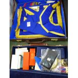 A case of Masonic regalia including twenty-two medallions and medals, most boxed and one silver