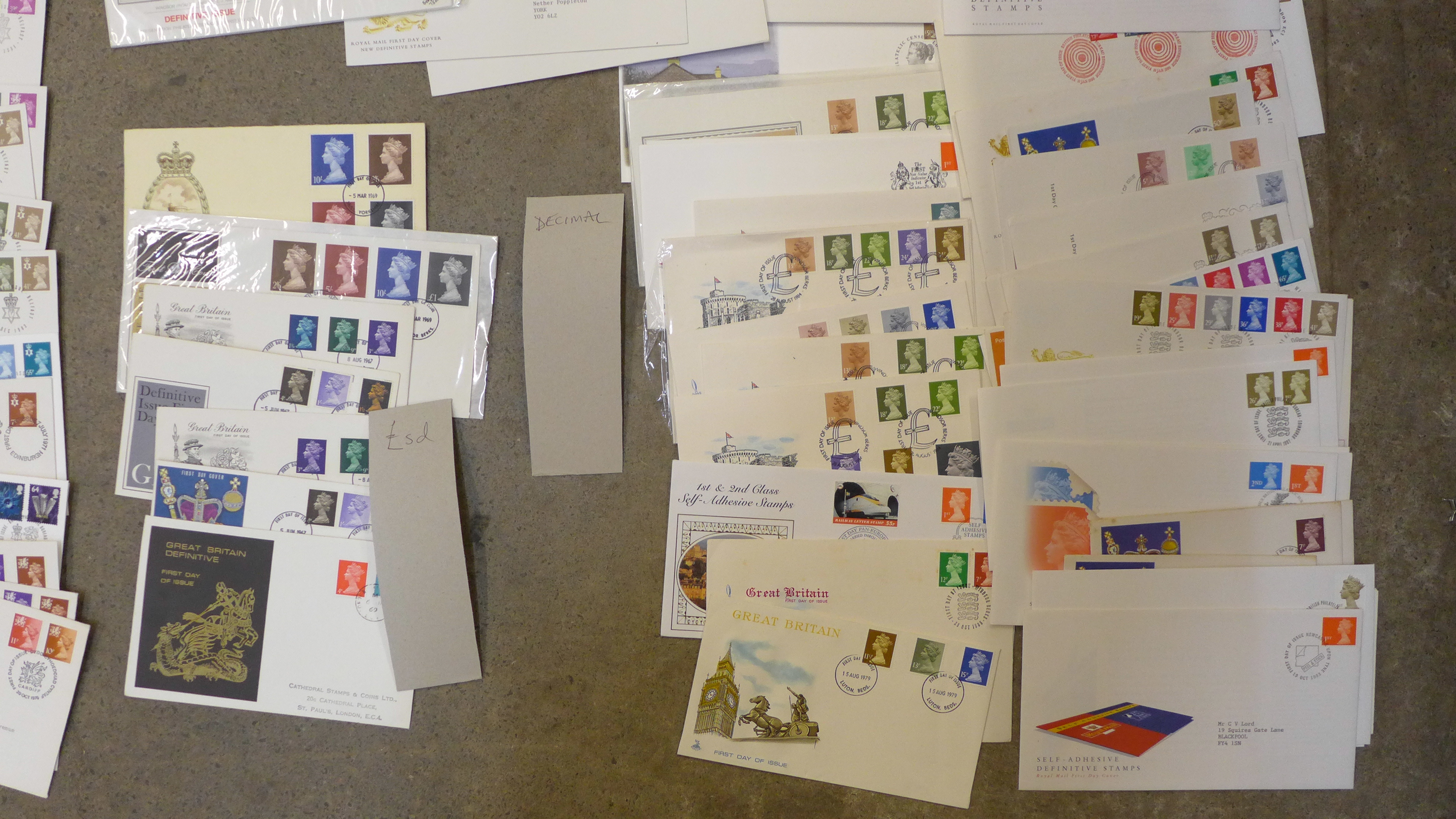 A box of GB definitive First Day Covers, £, s and d and decimal, includes high values and - Image 4 of 5