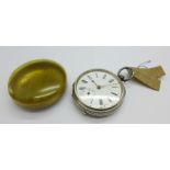 A silver cased pocket watch, the movement marked The Carlsbrooke and the case hallmarked