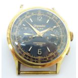 An 18ct gold Gigandet chronograph wristwatch, (a/f, one lug bent, case back loose)