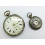 A silver pocket watch, the movement marked Johnson & Son, Derby, and hallmarked Birmingham 1899, and