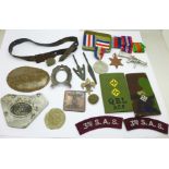 Assorted medals, plaques, etc.