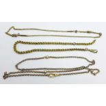 Three Victorian chains, (one requires fastening loop)