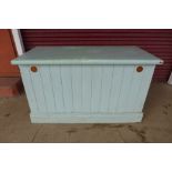 A painted oak and beech shop counter, 89cms h, 151cms w, 72cms d