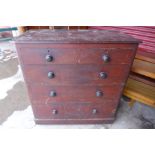 A Victorian stained pine chest of drawers