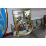 Three gilt framed mirrors