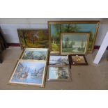 Eight assorted oil paintings