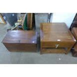 A mahogany box and a bamboo effect occasional table