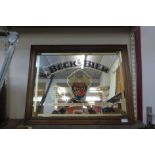 A Beck's Bier pub mirror, 68cm x 52cms