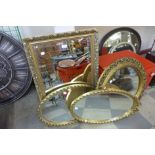 Four gilt framed mirrors