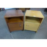 A pair of teak bedside cabinets