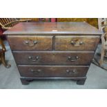 A George II oak chest of drawers, 76cms h, 86cms w, 41cms d