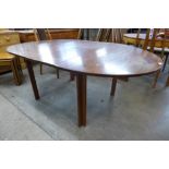 A Danish France & Son teak extending dining table, designed by Inger Klingenberg, 71cms h, 182cms