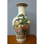 A Chinese famille verte porcelain vase, 66cms h