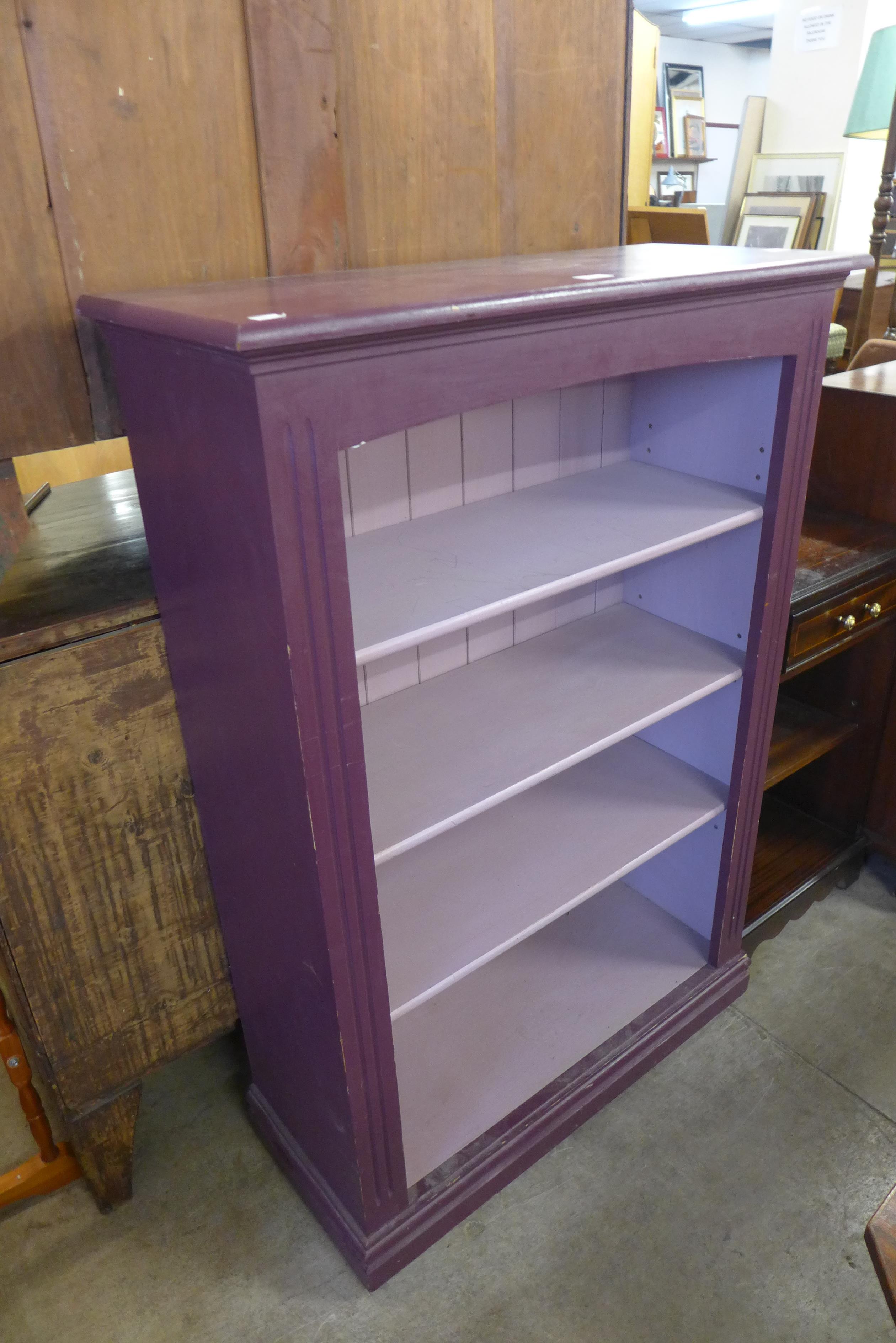 A painted pine open bookcase