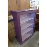 A painted pine open bookcase