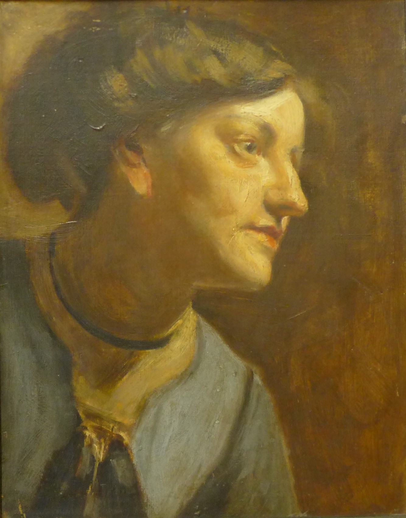 English School, portrait of a lady, oil on board, 36 x 29cms, framed