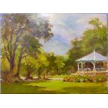 John Hall, The Band Stand, oil on board, 30 x 40cms, unframed