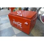 A Coca-Cola metal cooling box