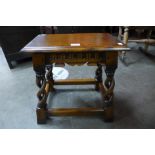 An oak open barleytwist stool, 46cms h x 46cms w