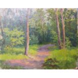 Russian School (mid 20th Century), pair of forest landscapes, oil on board, 24 x 30cms, unframed