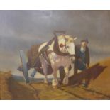 * Kurzmann, landscape with man and shire horse pulling a cart, oil on canvas, dated 1940, 80 x