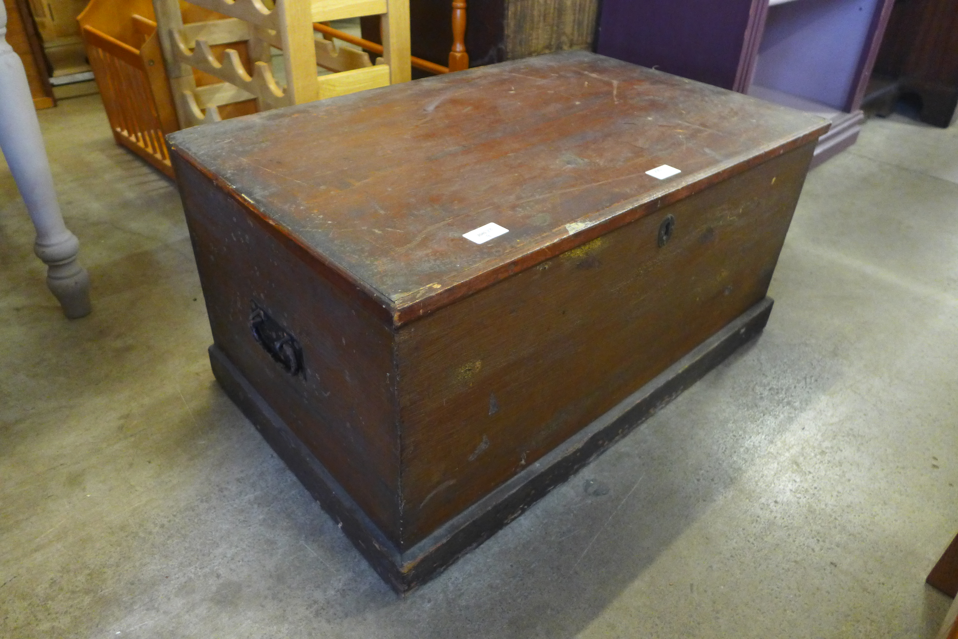 A Victorian stained pine blanket box