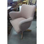 A Hillcrest upholstered oak Captain's office chair