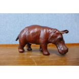 A small brown leather hippopotamus, 9cms h