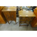 Two small oak two door cabinets