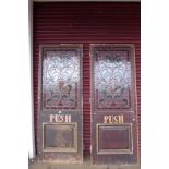 A pair of large stained glass pub/salon doors, 221 x 83cms