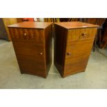 A pair of Uniflex walnut bedside cabinets