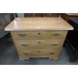 A 19th Century French pine and chestnut chest of drawers, 78cms h, 95cms w, 52cms d