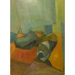 Francis de Bruyn (Cubist School), Les Sabots, oil on board, dated '74, 75 x 54cms, framed