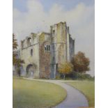 Sam Burden, castle ruins, watercolour, 29 x 22cms, framed