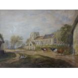 English School (19th Century), A Church Near Cambridge, watercolour, 21 x 29cms, framed