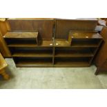 Two small oak open bookcases and one other