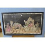 An Indian silk work collage, framed