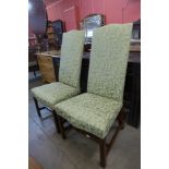 A pair of George III style mahogany and upholstered side chairs, 113cms h x 57cms w