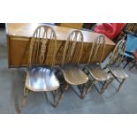 A set of four elm and beech Windsor kitchen chairs