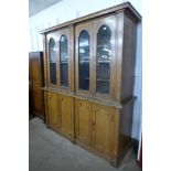 A Victorian oak library bookcase, 224cms h, 192cms w, 63cms d