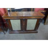 A Regency rosewood two door side cabinet, 88cms h, 132cms w, 40cms d